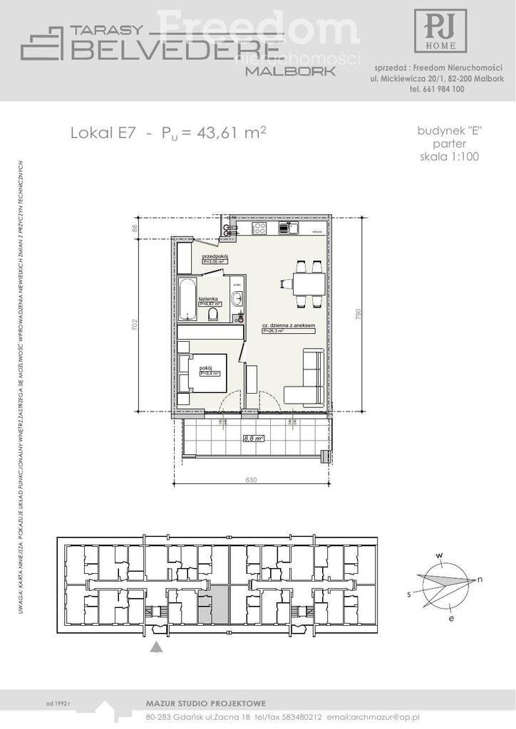 Nowoczesne 2-pokojowe mieszkanie z balkonem 9 m² (Malbork) Malbork, Mazurów  44m2 Foto 1