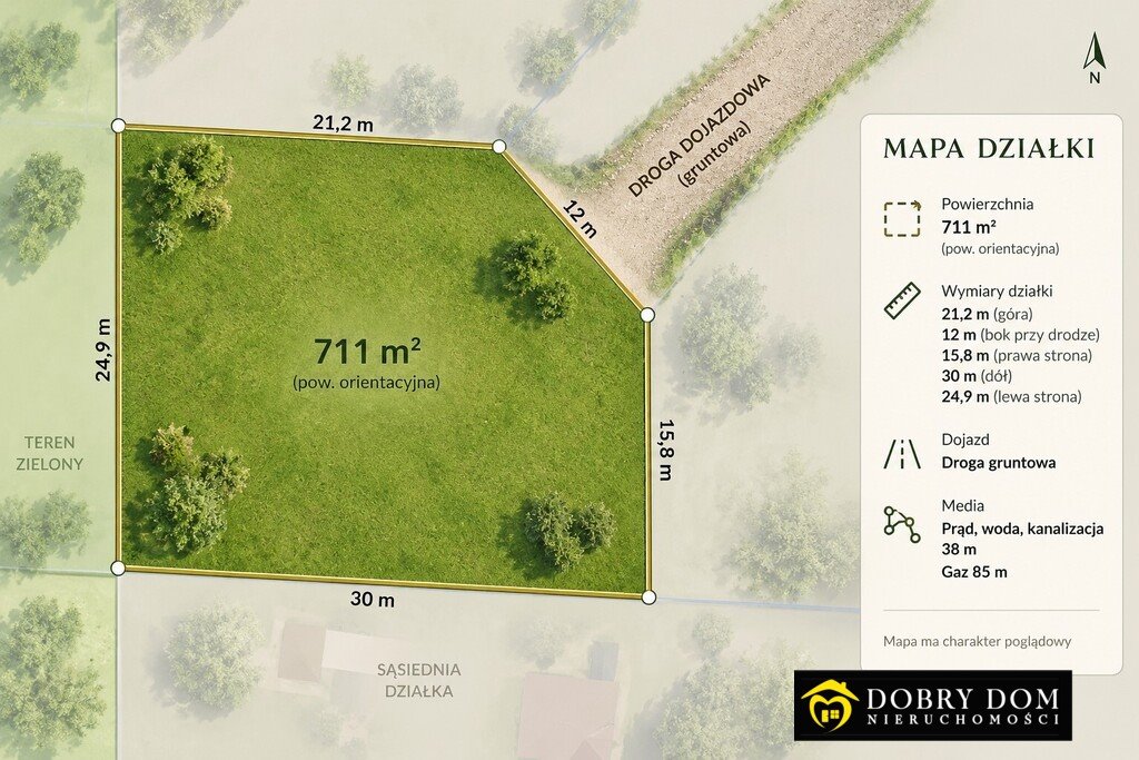 Do sprzedania działka 711 m² w Sobolewie z mediami i dużym frontem Sobolewo  711m2 Foto 1