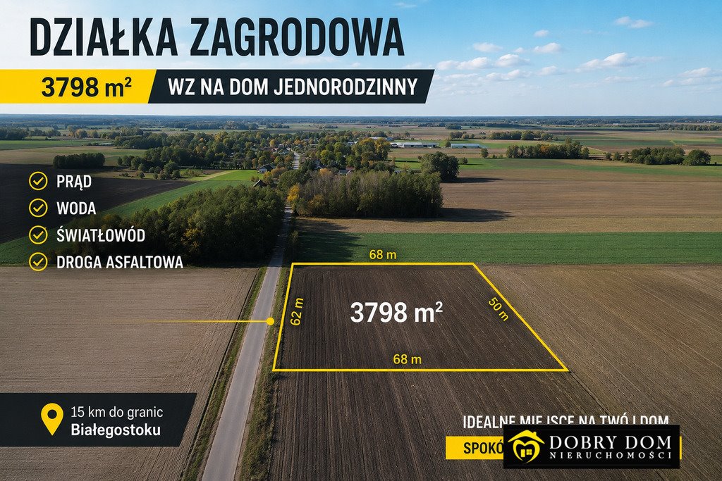 Zapraszam do obejrzenia działki 3798 m² z WZ, mediami i lasami Biele  3 798m2 Foto 1