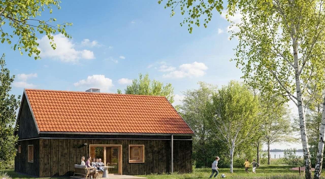 Dom całoroczny nad jeziorem Rydzówka w standardzie PREMIUM Leśniewo, Mazury  60m2 Foto 1