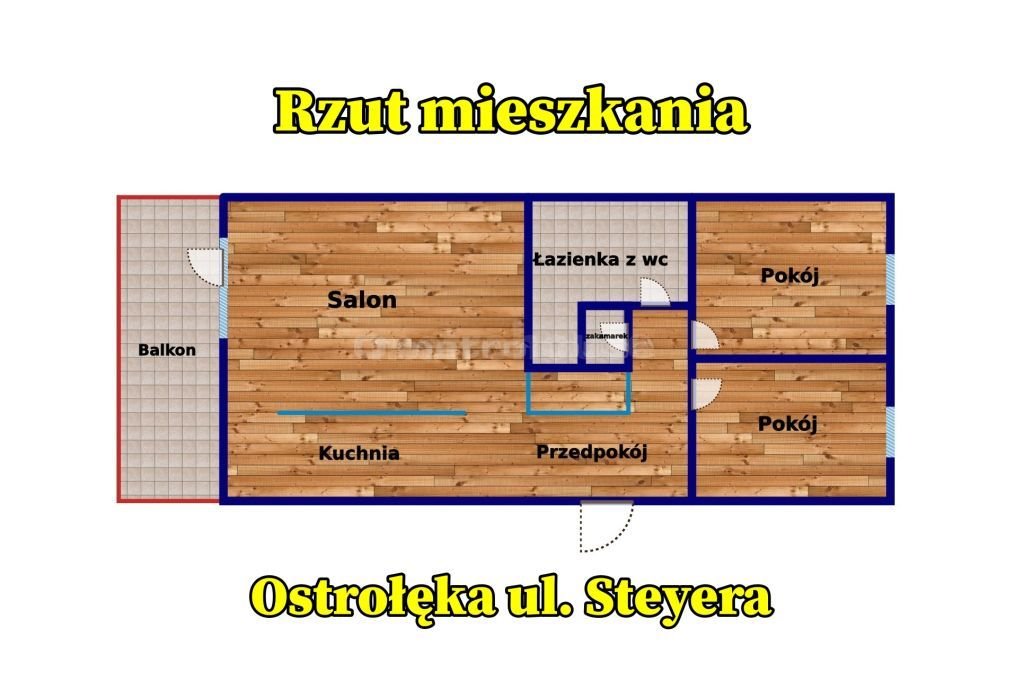 Mieszkanie trzypokojowe na sprzedaż Ostrołęka, Steyera  66m2 Foto 11