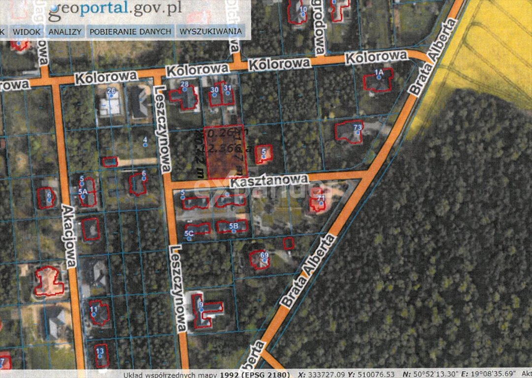 Działka pod dom w cichej okolicy, las, media, 1230 m² Wierzchowisko, Kasztanowa  1 230m2 Foto 1
