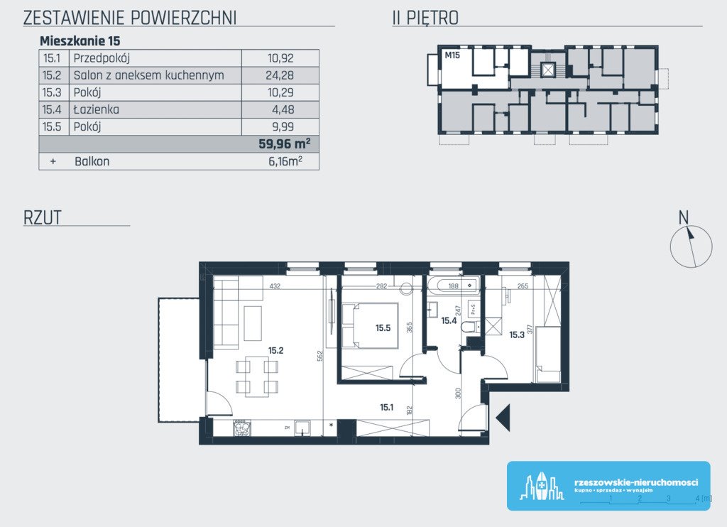 Mieszkanie trzypokojowe na sprzedaż Rzeszów, al. gen. Władysława Sikorskiego  60m2 Foto 4