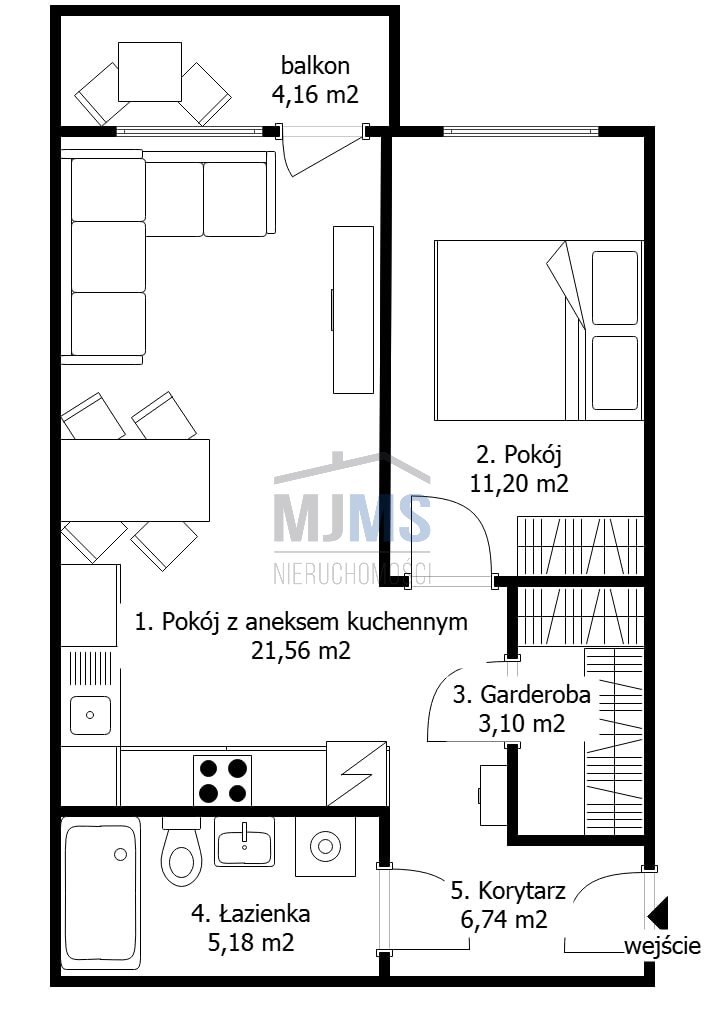 Mieszkanie dwupokojowe na wynajem Gdańsk, Letnica, Starowiejska  48m2 Foto 12