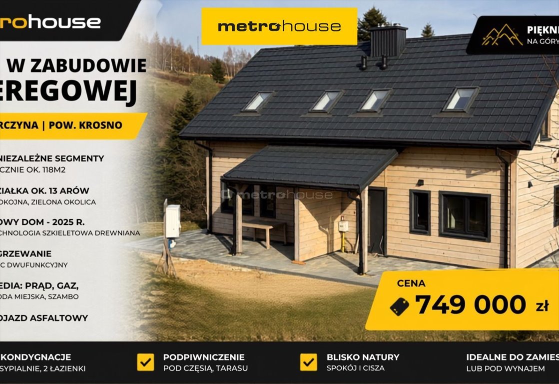 Dom szeregowy 118 m², 2 segmenty, widoki na góry polecam Korczyna, Leśna  118m2 Foto 1