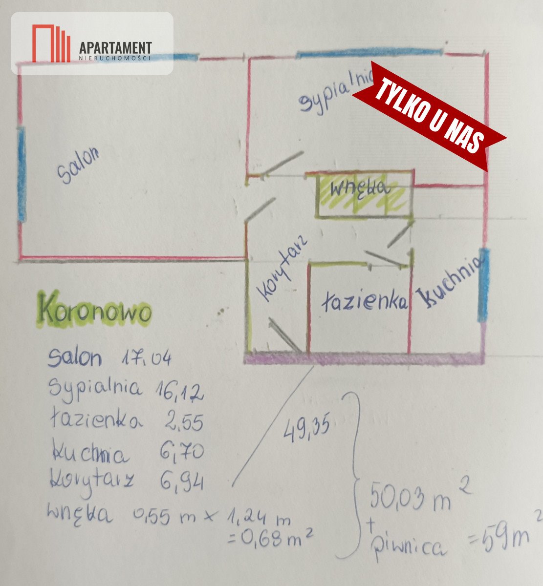 Mieszkanie dwupokojowe na sprzedaż Koronowo  60m2 Foto 21