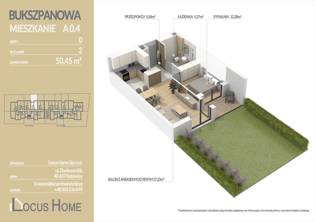 Mieszkanie dwupokojowe na sprzedaż Katowice, Piotrowice-Ochojec, Bukszpanowa  50m2 Foto 1