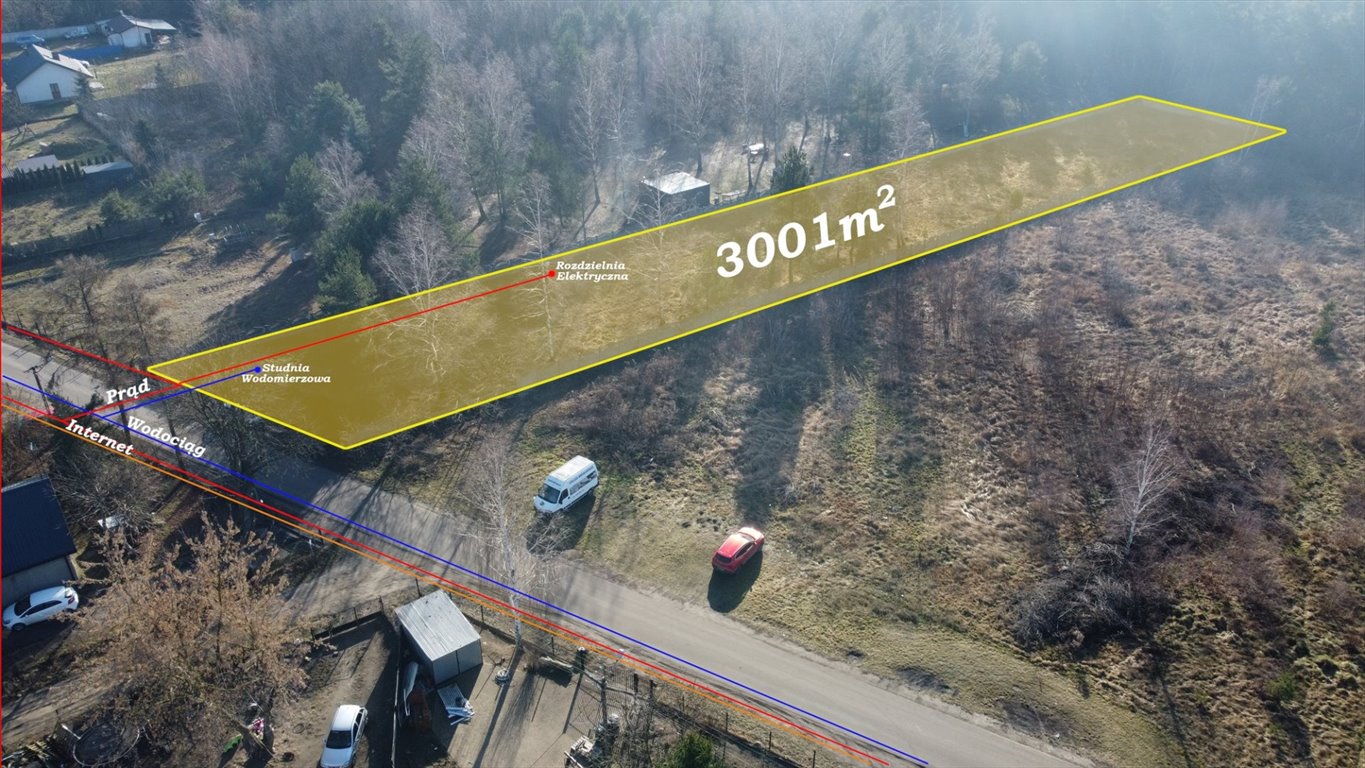 Działka budowlana 3001 m2 z mediami, ogrodzona, blisko centrum Sochaczew, Wypalenisko  3 001m2 Foto 1