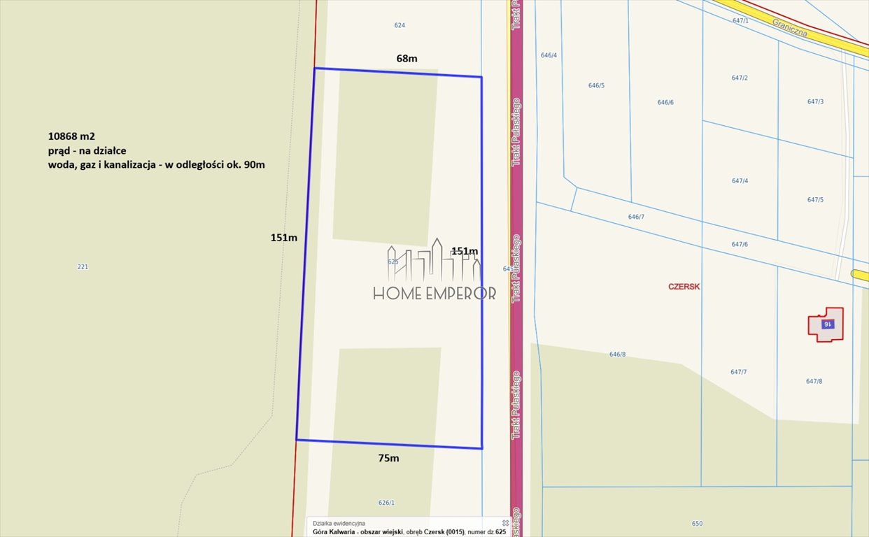 Działka 10 868 m² z mediami, blisko szkoły i PKP Czersk, Pułaskiego  10 868m2 Foto 1