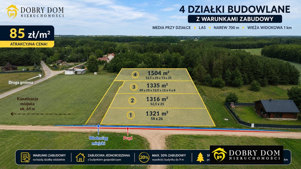 Sprzedam atrakcyjne działki pod zabudowę w Górze 1321 m² Góra  1 321m2 Foto 1