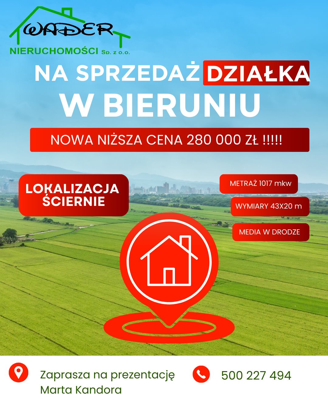 Sprzedam działkę 1017 m² w Bieruniu - idealną pod dom lub inwestycję Bieruń  1 017m2 Foto 1