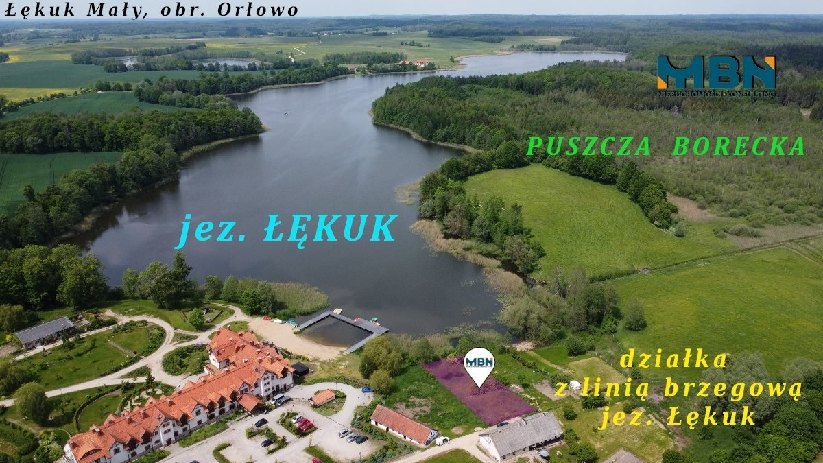 Działka nad jeziorem Łękuk z linią brzegową i mediami Łękuk Mały, Łękuk Mały  1 077m2 Foto 1