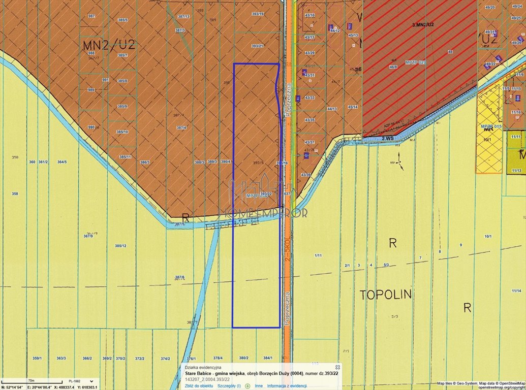 Działka budowlana na sprzedaż Borzęcin Duży, Poprzeczna  4 800m2 Foto 1