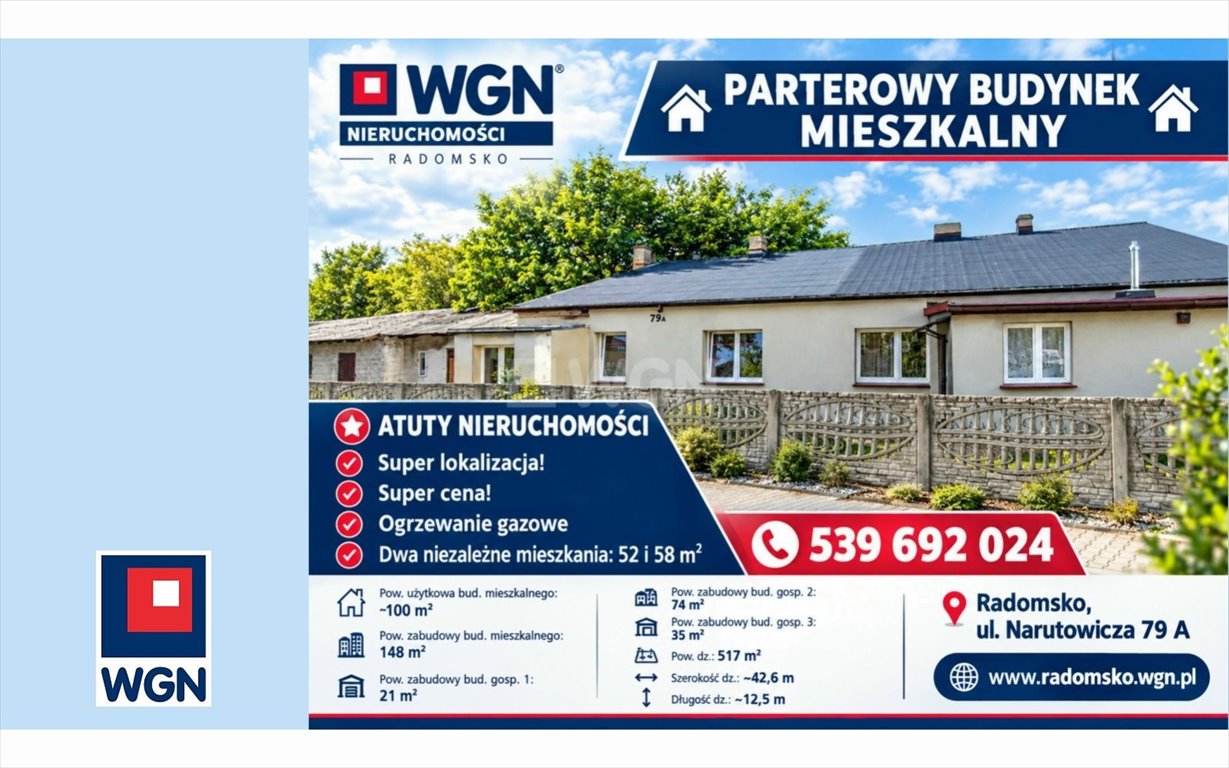 Polecam dom 148 m² z dwoma niezależnymi mieszkaniami w Radomsku Radomsko, Narutowicza  148m2 Foto 1