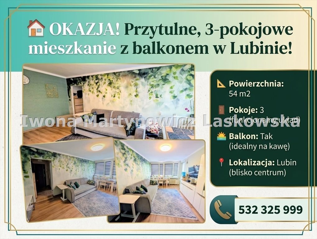 3-pokojowe mieszkanie z loggią i piwnicą - idealne dla rodziny: Lubin Centrum