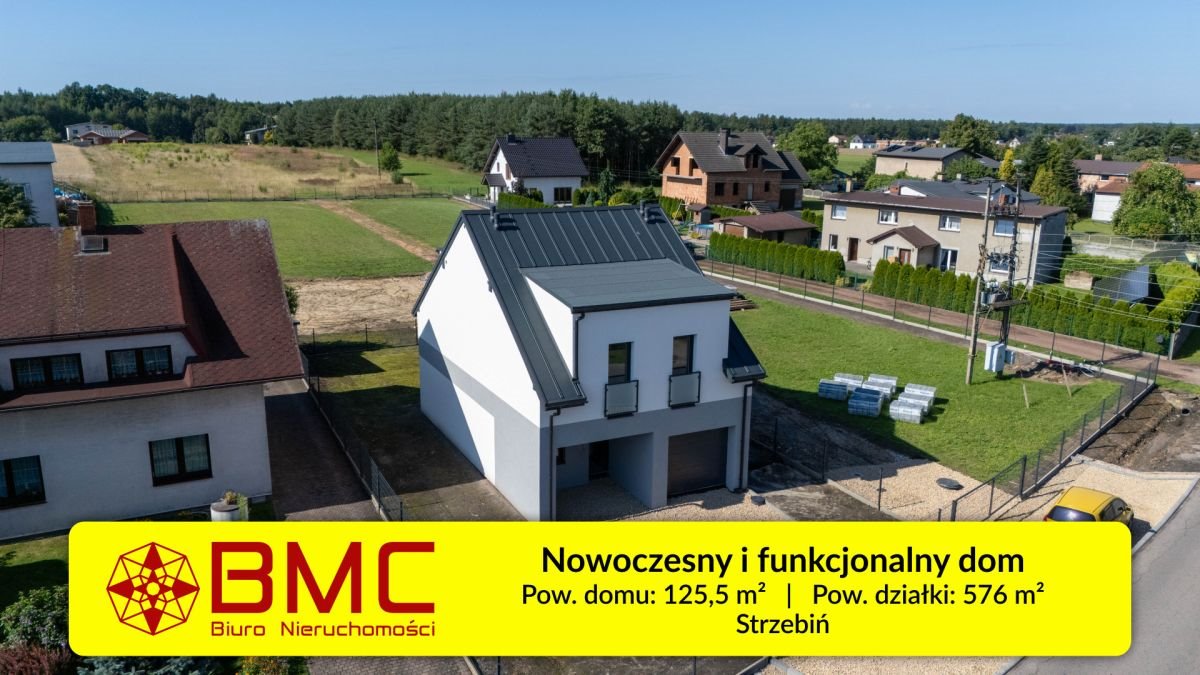 Nowoczesny dom 125m² z garażem, energooszczędny i funkcjonalny Strzebiń, 1 Maja  126m2 Foto 1