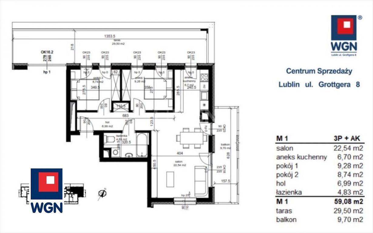Mieszkanie trzypokojowe na sprzedaż Łęczna, Bobrowniki, Wierzbowa  59m2 Foto 1