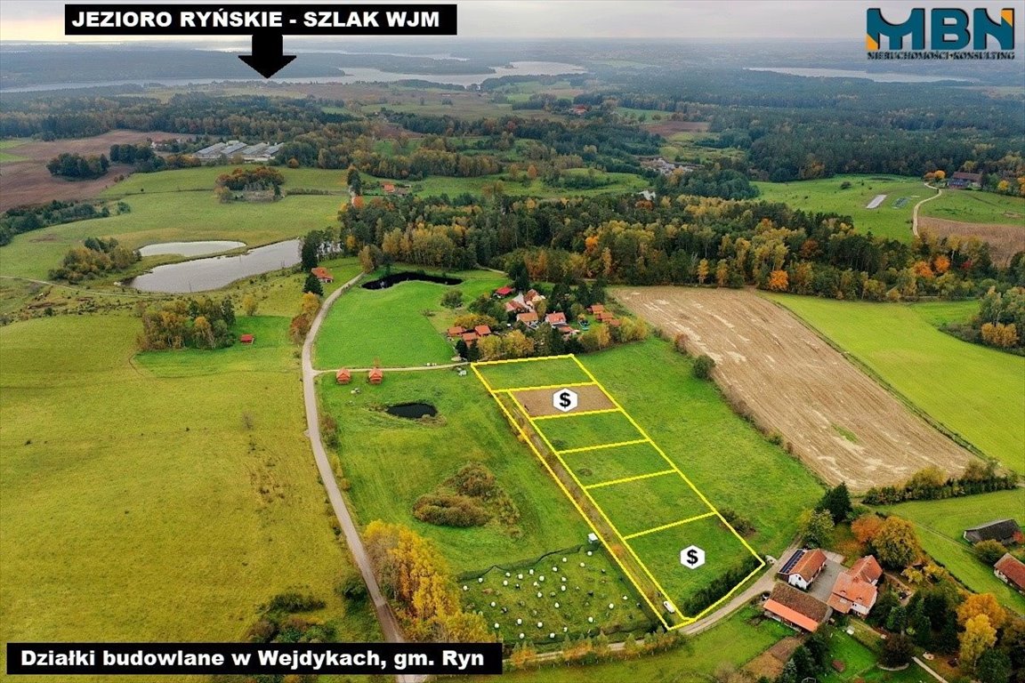 Cztery działki w Wejdykach nad jeziorem Ryńskim, 1323-2256 m² Wejdyki, Wejdyki  1 323m2 Foto 1
