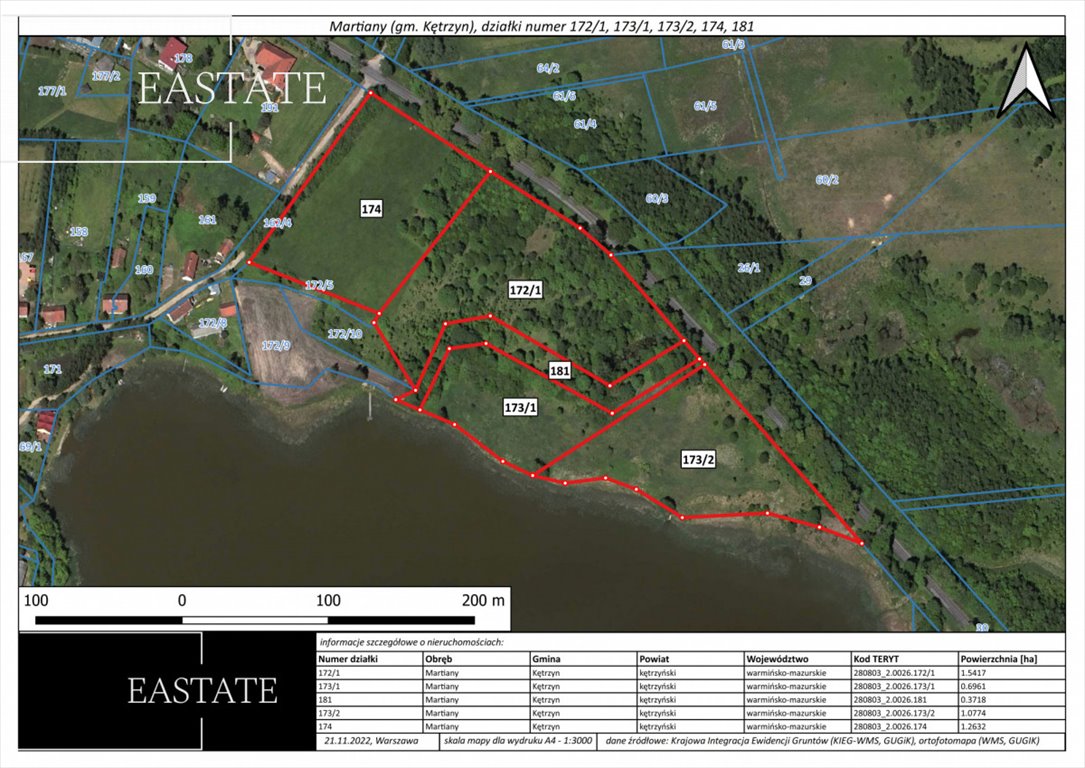Działka nad jeziorem Martiany z linią brzegową i MPZP Martiany  52 510m2 Foto 1
