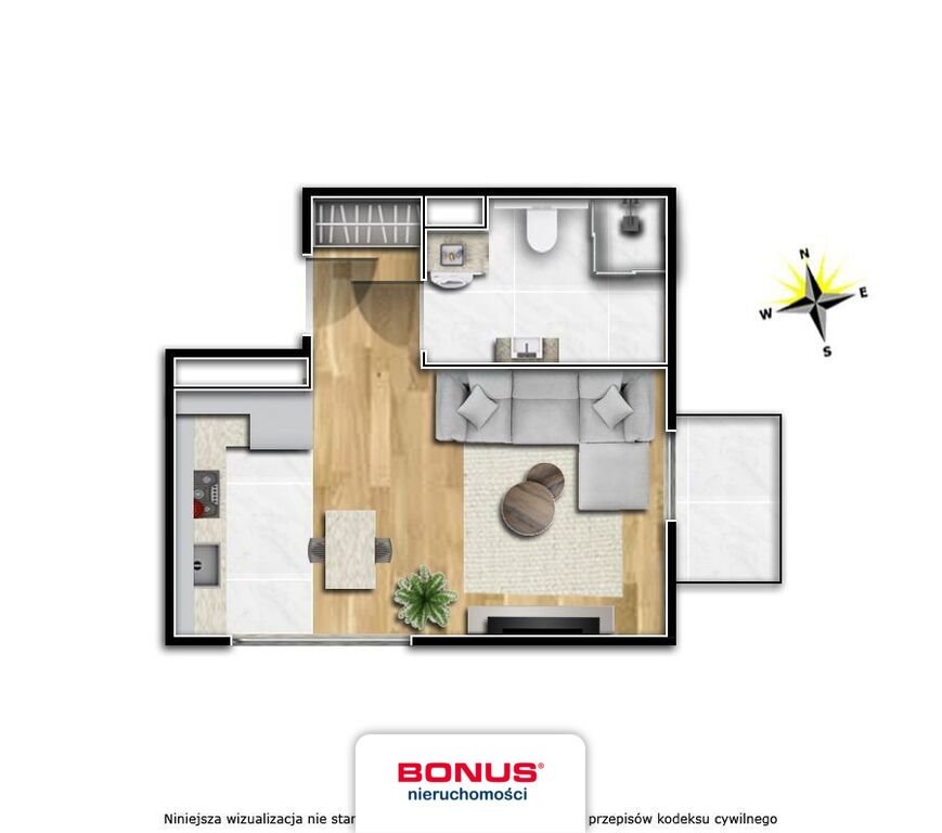 Nowoczesny apartament 26m² z balkonem w centrum Szczecina zapraszam Szczecin, Centrum, Edmunda Bałuki  26m2 Foto 1
