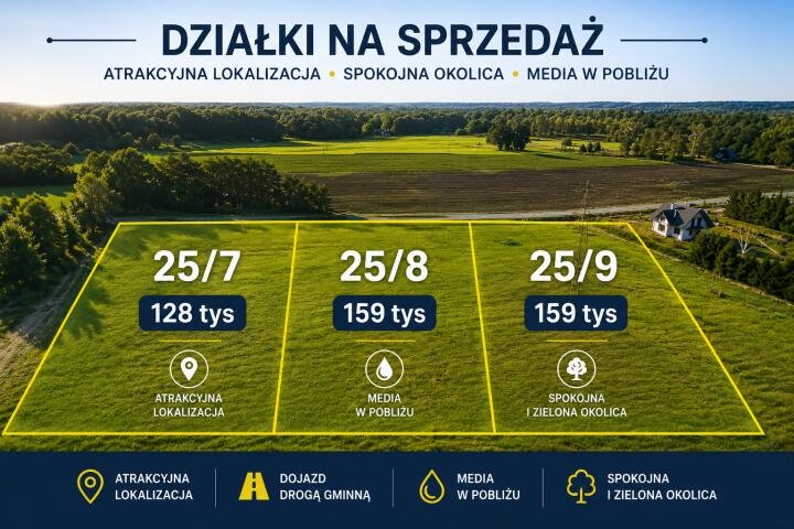 Działki budowlane z pełnym uzbrojeniem w Młynowie - 1560 m²-1569 m² Młynowo  1 560m2 Foto 1