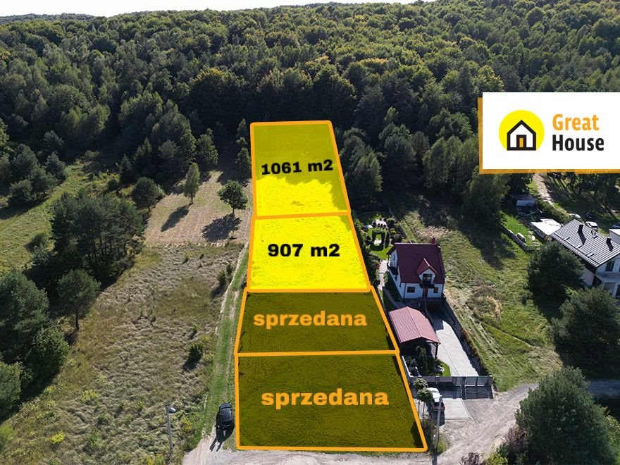 Dwie działki pod dom w Zalesiu, las, widoki, media Kielce, Zalesie, Przegony  907m2 Foto 1