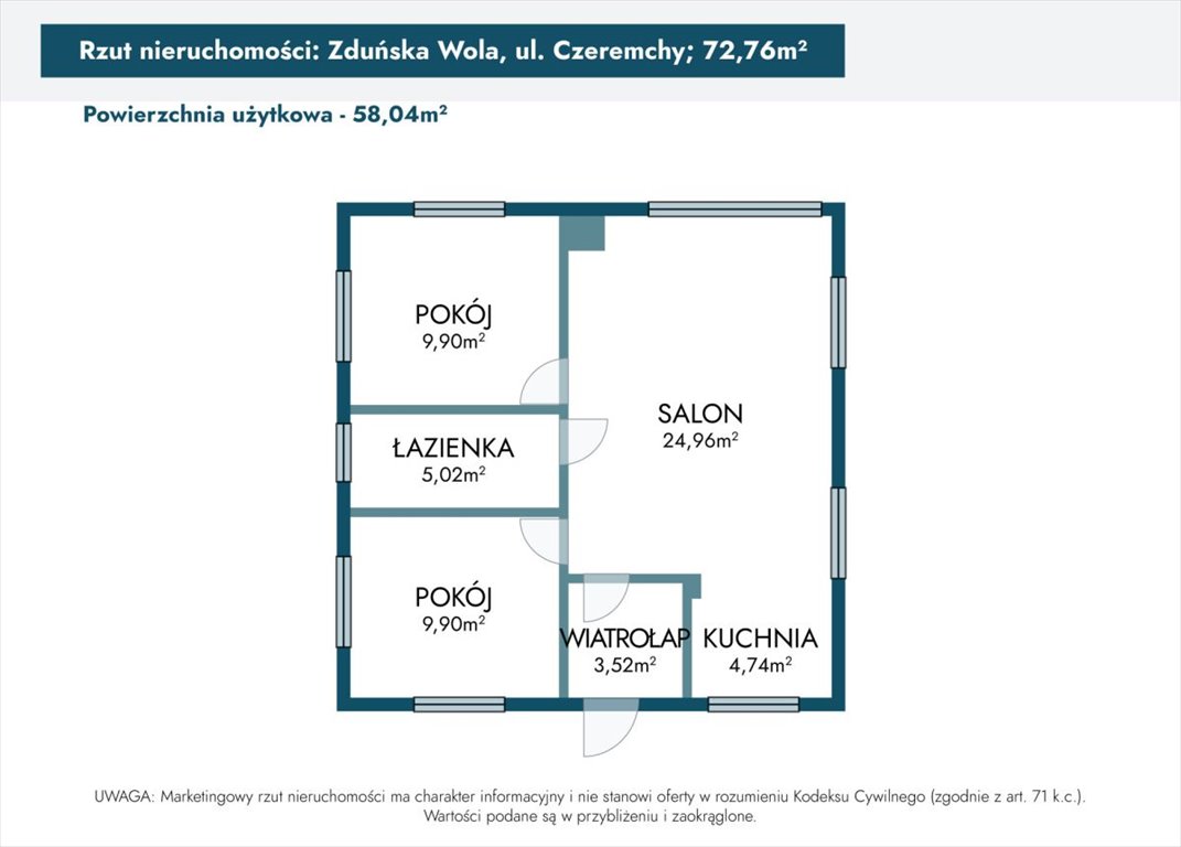 Dom na sprzedaż Zduńska Wola, Nowe Miasto, Czeremchy  75m2 Foto 6