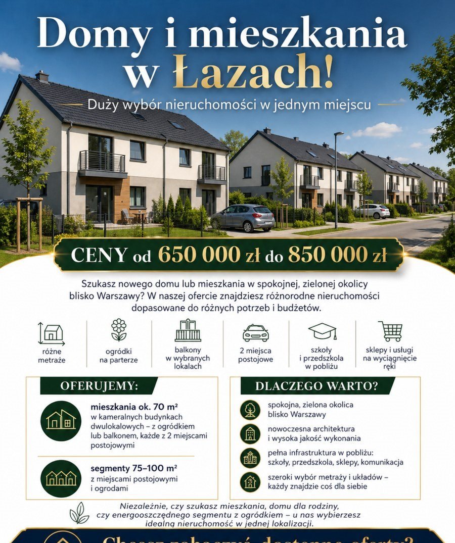 Nowoczesny dom 85 m² z ogrodem i miejscami parkingowymi Łazy  85m2 Foto 1