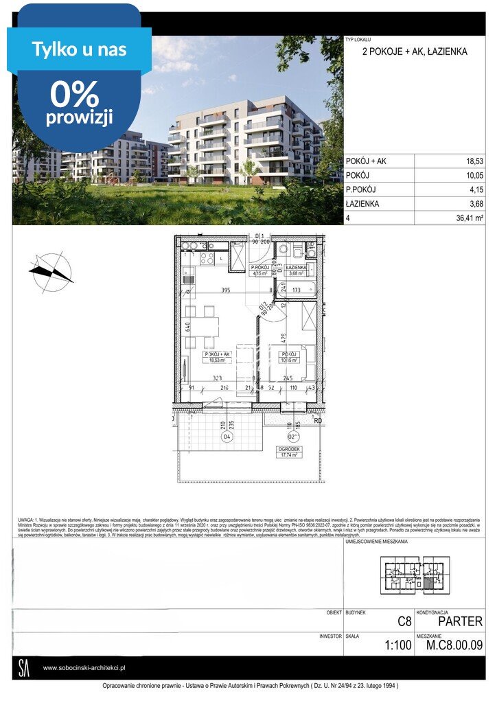 Nowoczesne 2-pokojowe mieszkanie 36,41 m² w Fordonie - zapraszam Bydgoszcz, Fordon, Fordońska  36m2 Foto 1
