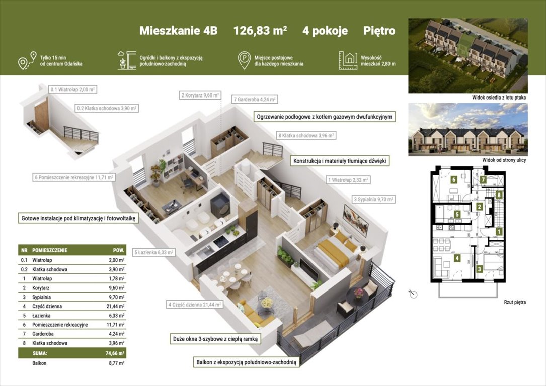 Mieszkanie czteropokojowe  na sprzedaż Gdańsk, Kowale, Siostry Faustyny  127m2 Foto 3