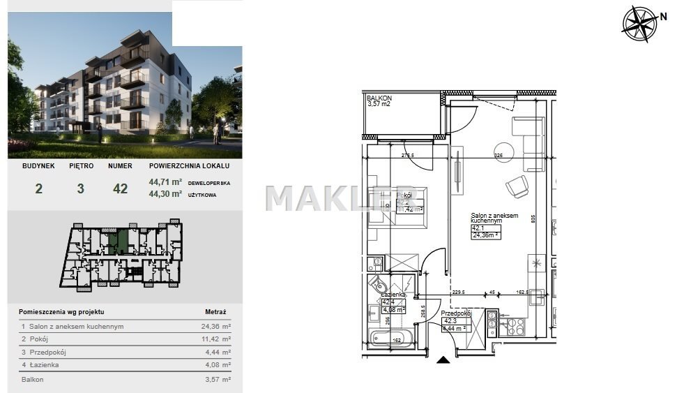 Mieszkanie dwupokojowe na sprzedaż Bydgoszcz, Szwederowo  44m2 Foto 6