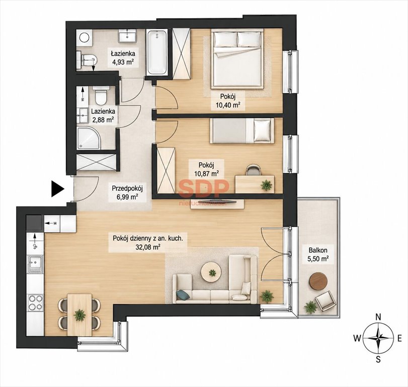 Do sprzedania komfortowe 3-pokojowe mieszkanie 68 m² w Krzykach Wrocław, Krzyki, Traugutta Romualda  68m2 Foto 1