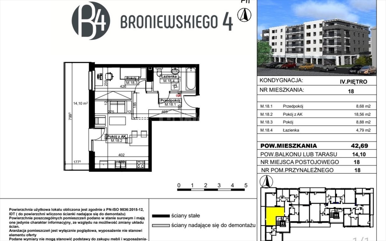 Mieszkanie dwupokojowe na sprzedaż Piotrków Trybunalski, Wyzwolenia, Broniewskiego  43m2 Foto 3