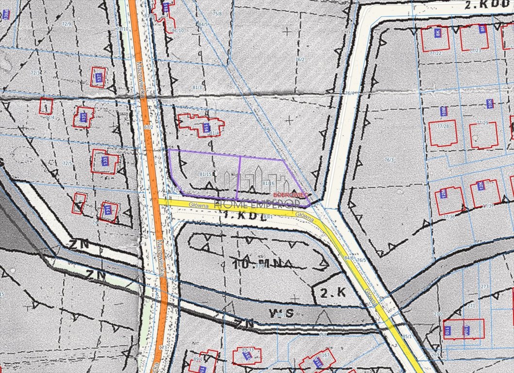 Działka 1717 m² pod dom i usługi, media przy granicy Bobrowiec, Główna  1 717m2 Foto 1