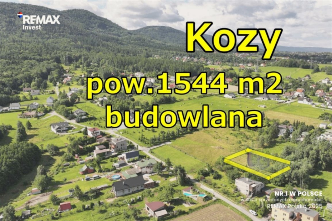 Działka budowlana 1544 m² w spokojnych Kozyach z widokiem Kozy, Graniczna  1 544m2 Foto 1