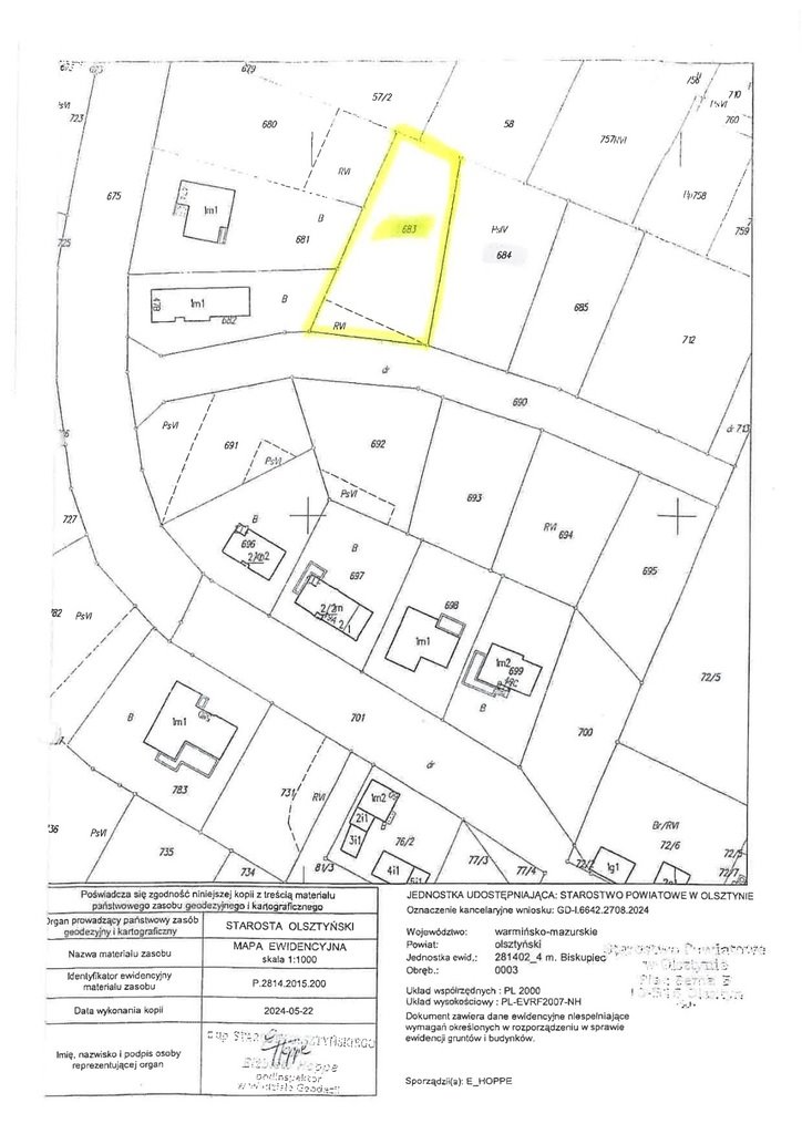 Zapraszam do zakupu działki 1413 m² w Biskupcu z planem zabudowy MNU-1 Biskupiec, Skauta  1 413m2 Foto 1