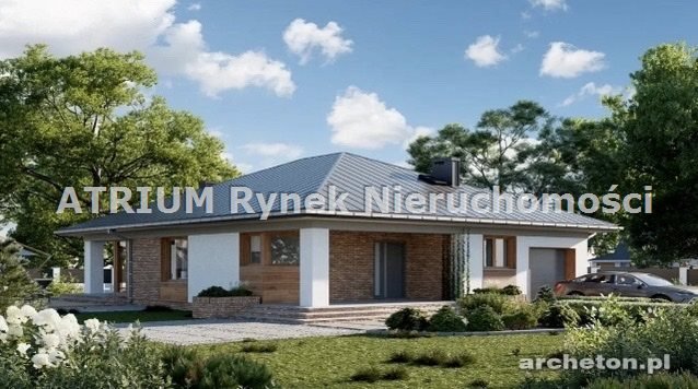 Nowoczesny dom z garażem i tarasami w otulinie natury Piotrków Trybunalski, Meszcze  124m2 Foto 1