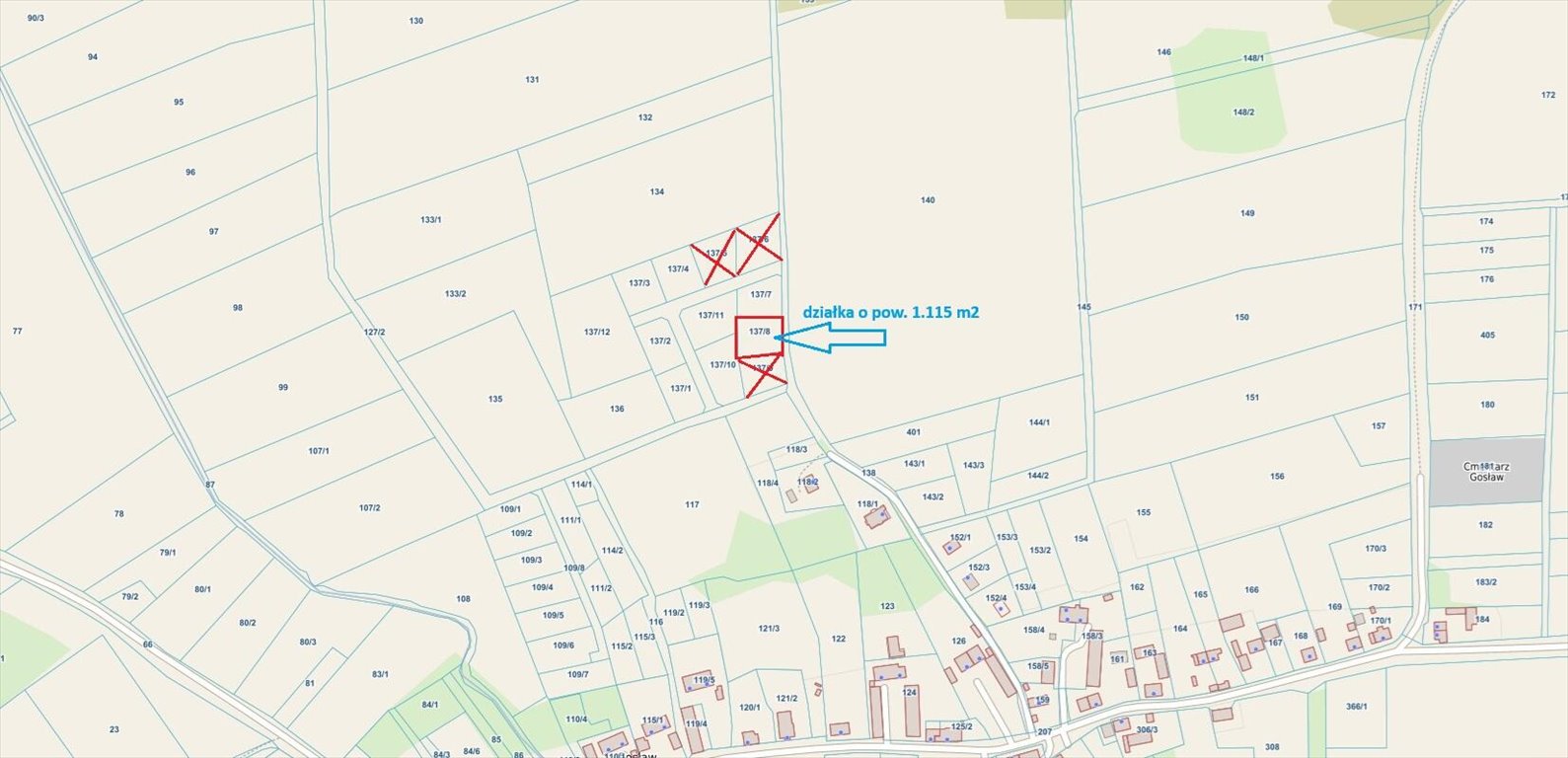 Działka z warunkami zabudowy blisko morza – 1115 m² Gosław  1 115m2 Foto 1