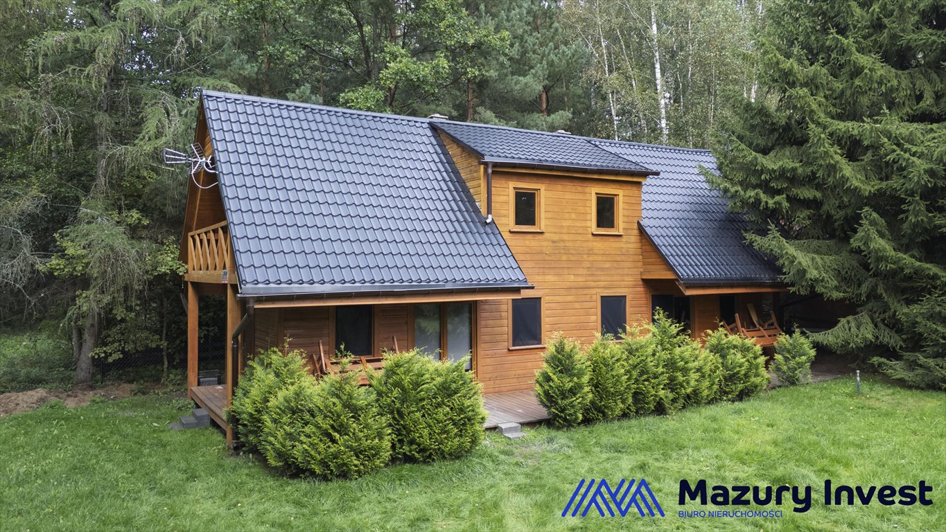 Dom rekreacyjny nad jeziorem Sasek Wielki z własną plażą Dąbrowa  94m2 Foto 1