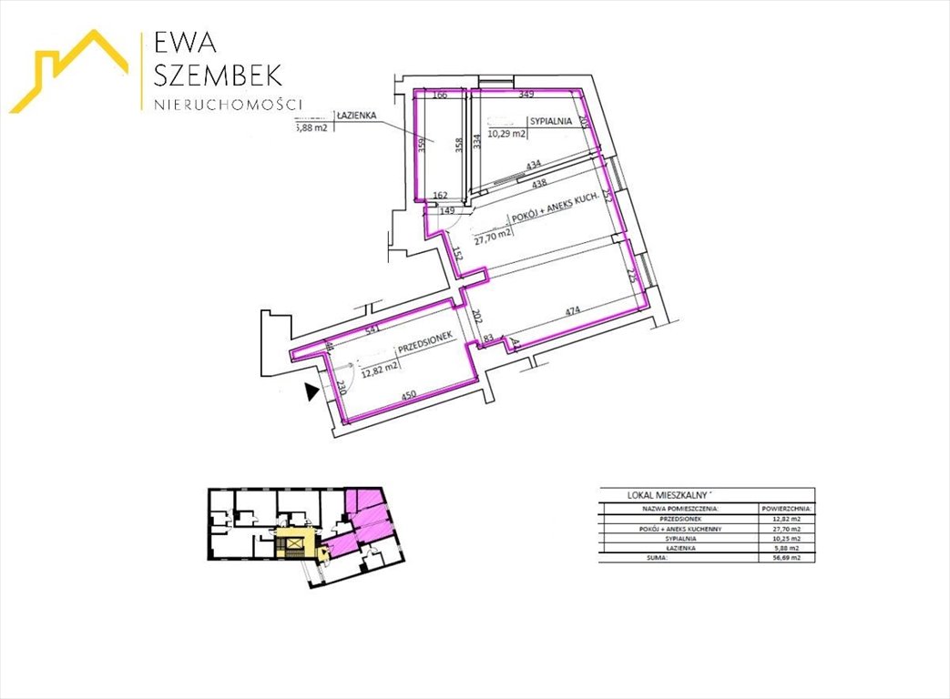 Sprzedam mieszkanie 56,69 m² w Krakowie z wysokimi sufitami Kraków, Podgórze, Stare Podgórze  57m2 Foto 1