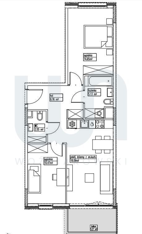 Mieszkanie trzypokojowe na sprzedaż Szczecin  61m2 Foto 10