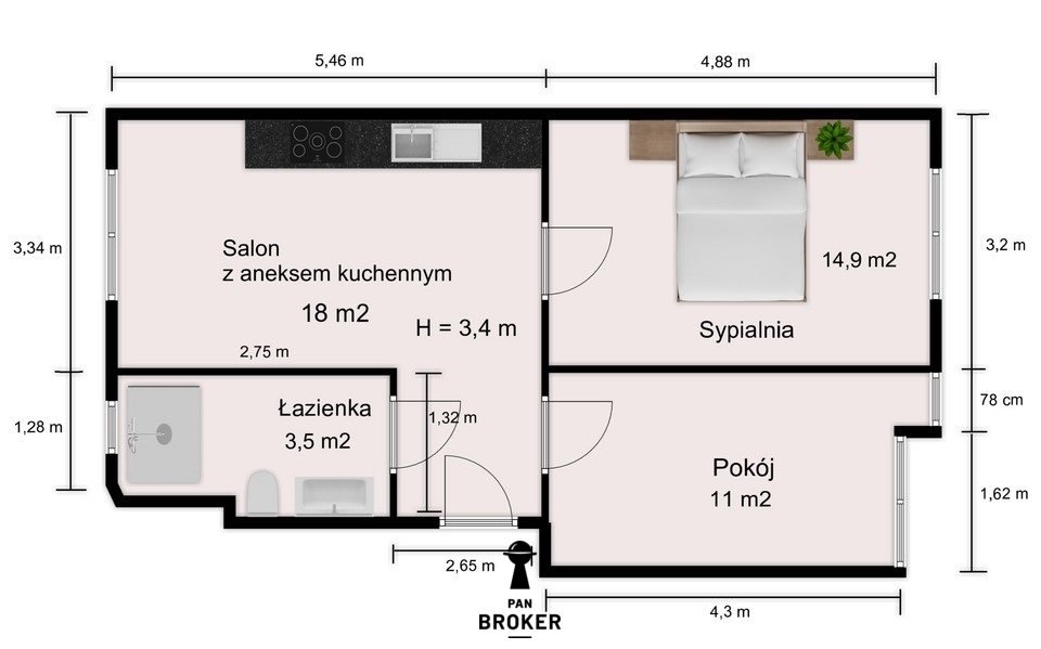 Mieszkanie trzypokojowe na sprzedaż Kraków, Stare Miasto, Kazimierz  51m2 Foto 12