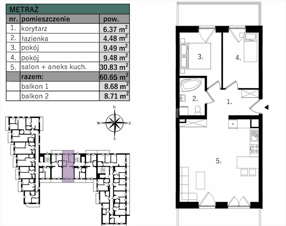 Mieszkanie trzypokojowe na sprzedaż Lublin, Ponikwoda, Rumiankowa  61m2 Foto 1