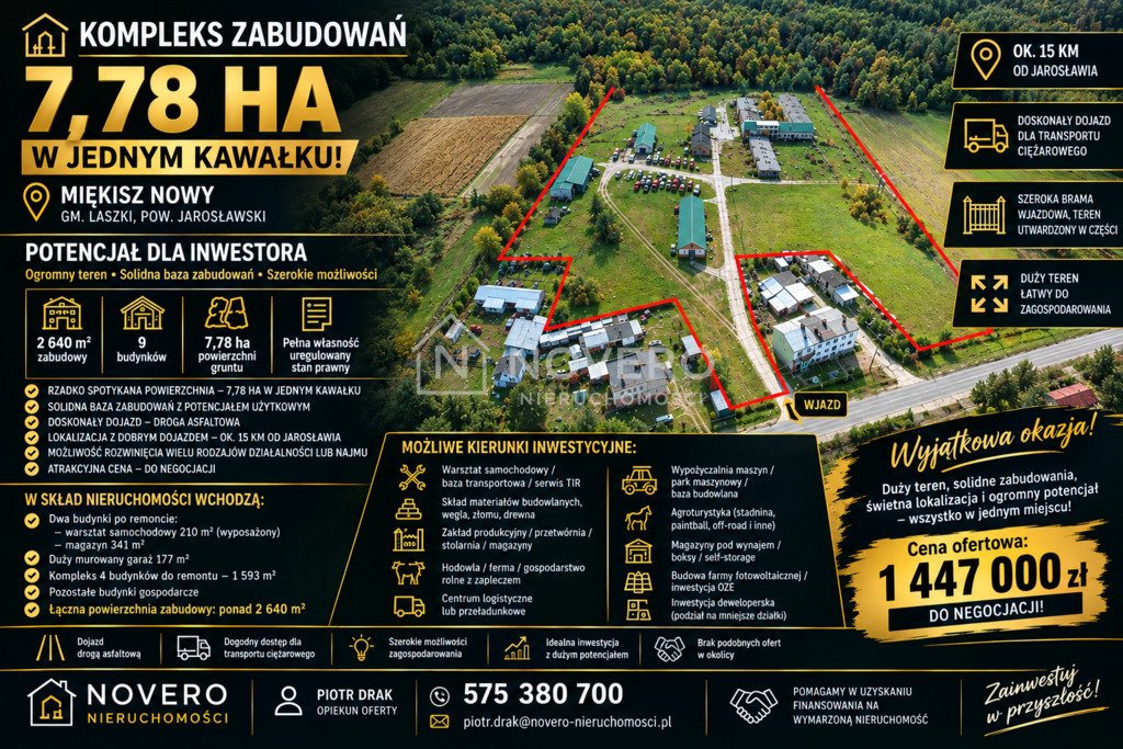 Sprzedam magazyn 2640 m² z dużym terenem w Miękisz Nowy Miękisz Nowy  2 640m2 Foto 1
