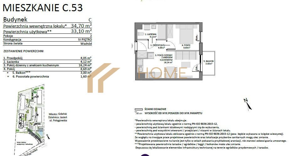 Mieszkanie dwupokojowe na sprzedaż Gdańsk, Jasień, Potęgowska  33m2 Foto 2