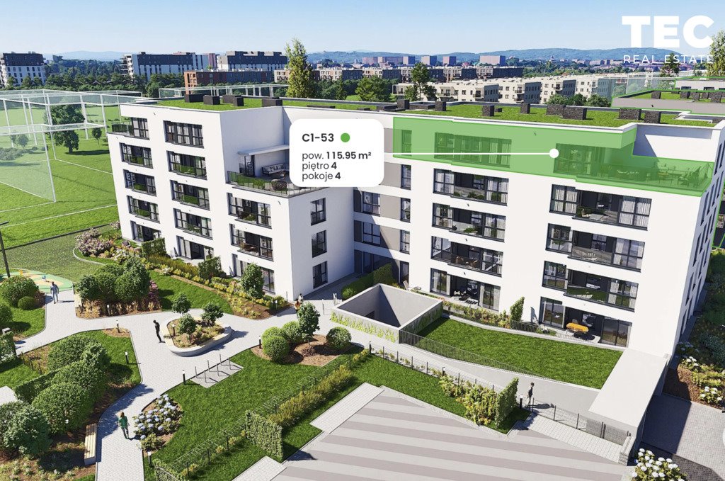 Zapraszam do przestronnego 4-pokojowego apartamentu 116 m² z tarasem 29 m² i prywatnym parkiem 1 ha Kraków, Krowodrza, Piaszczysta  116m2 Foto 1