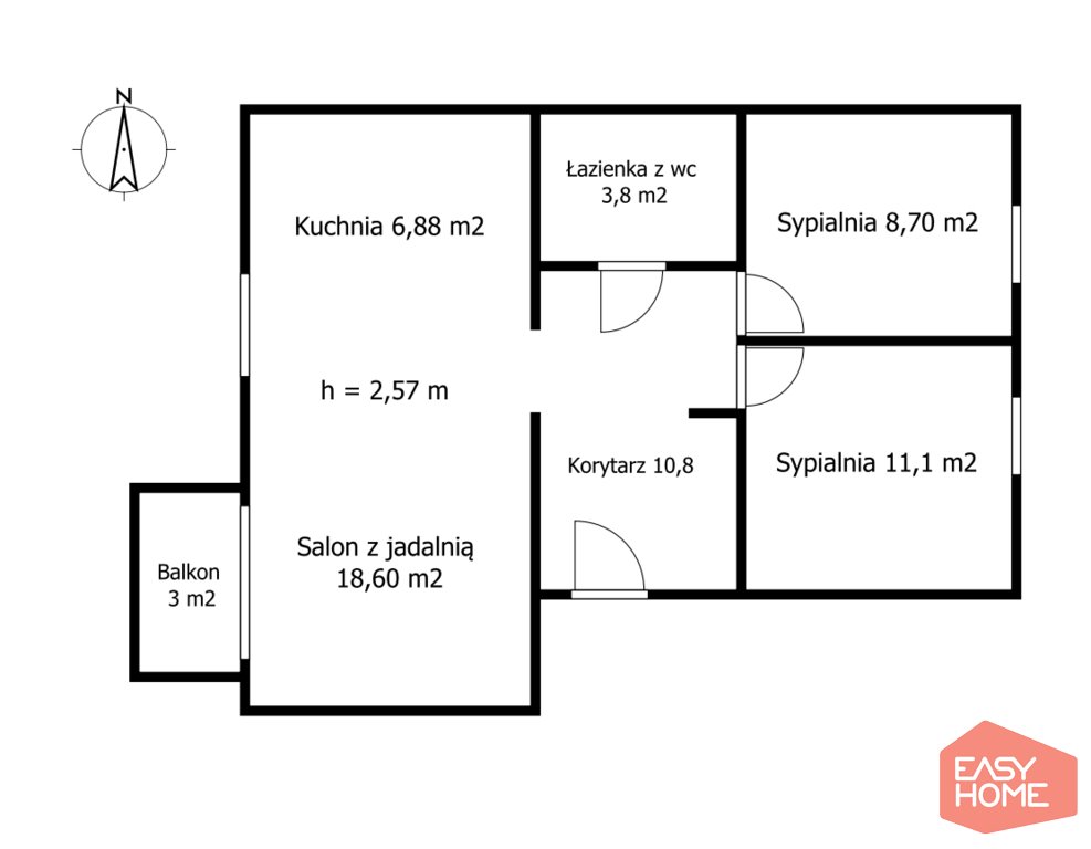 Mieszkanie trzypokojowe na sprzedaż Luboń, Rydla  57m2 Foto 19