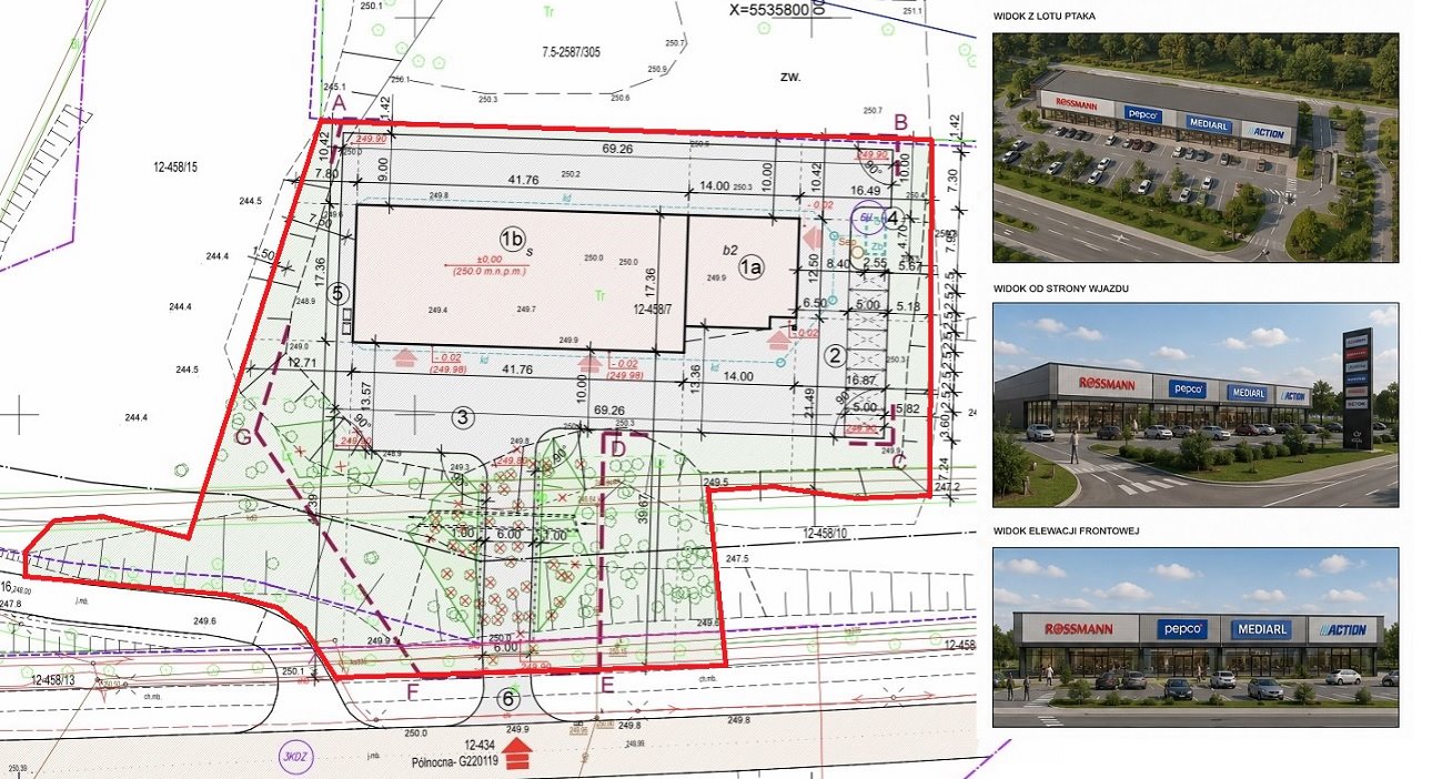 Sprzedam działkę inwestycyjną 5365 m² z projektem parku handlowego Jastrzębie-Zdrój, Centrum, Północna  5 365m2 Foto 1