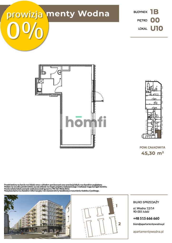 Lokal usługowy 45,3 m² w nowoczesnej inwestycji Łódź Łódź, Wodna  45m2 Foto 1