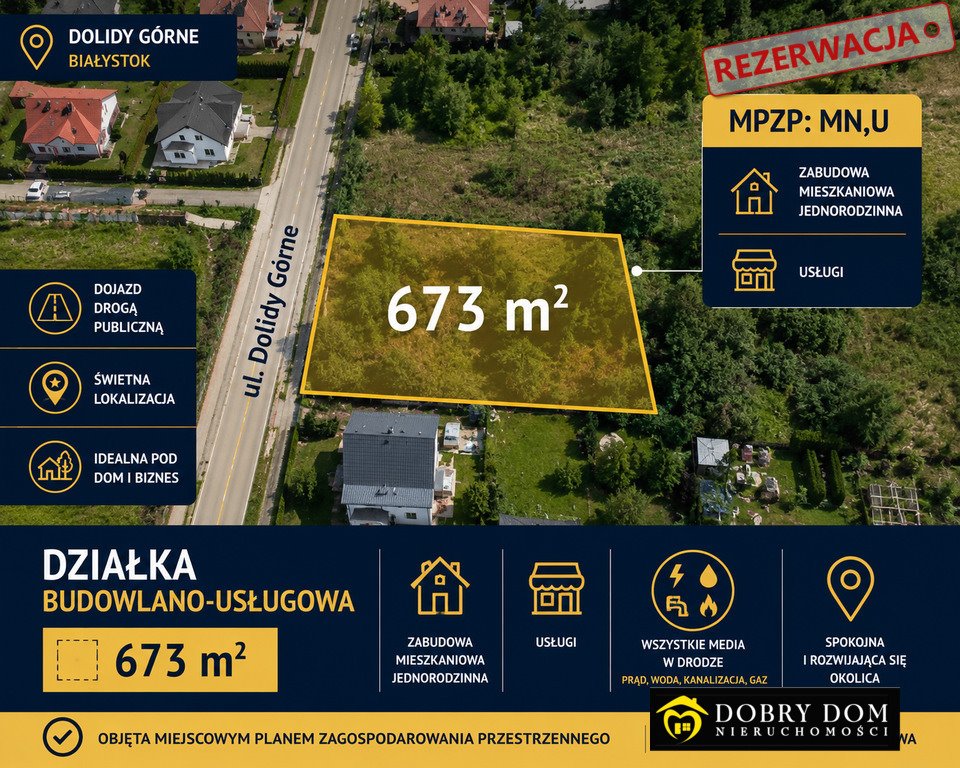 Do sprzedania działka 673 m² pod dom i działalność w Dojlidach Górnych Białystok, Dojlidy Górne  673m2 Foto 1